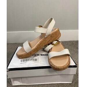 New Steve Madden Sedonah Bone Platform Wedge Sandals Size 9